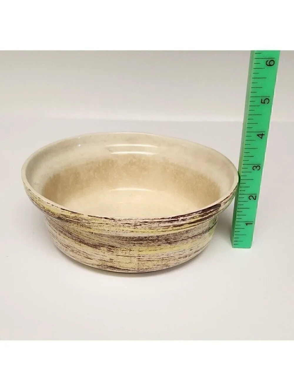 Vernonware Mid Century Brown, Ivory Yellow Ceramic Serving Dish w Lid 7x4.5